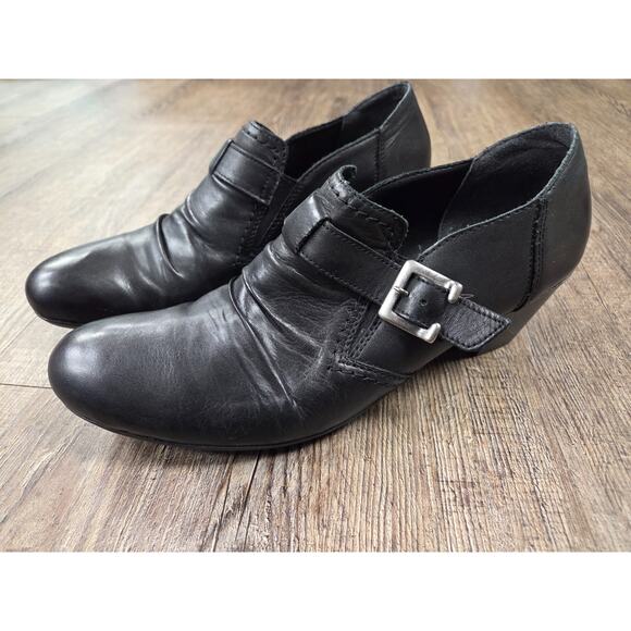 Rieker Shoes - Rieker Sarah High Cut Court Black Leather Ankle Heels Bootie US 10.5/11 EUR 41